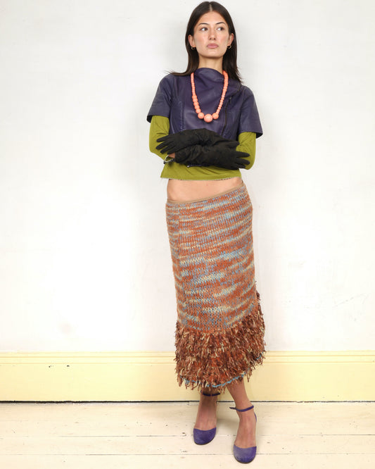 VTG FRINGED HEM KNITTED SKIRT