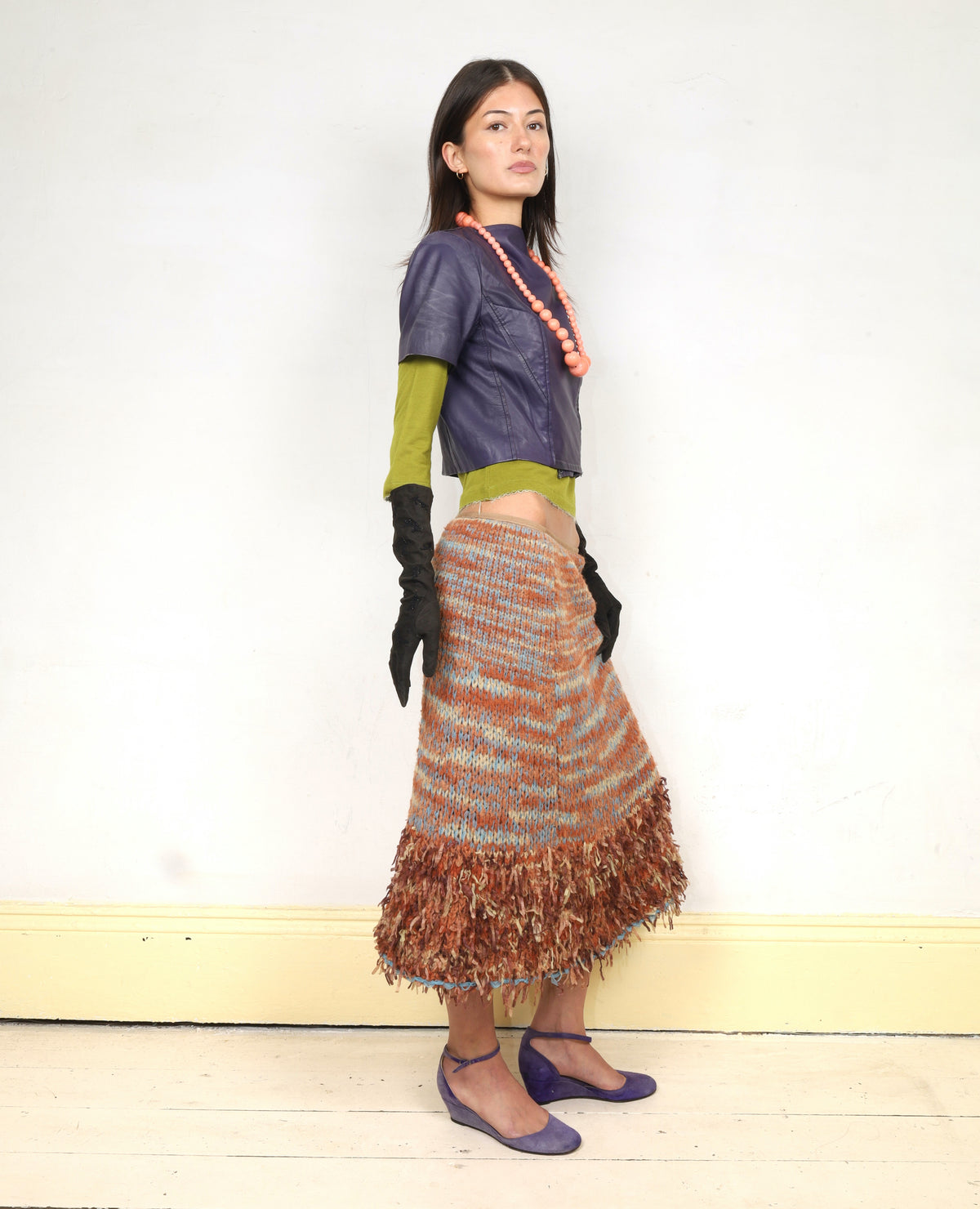 VTG FRINGED HEM KNITTED SKIRT